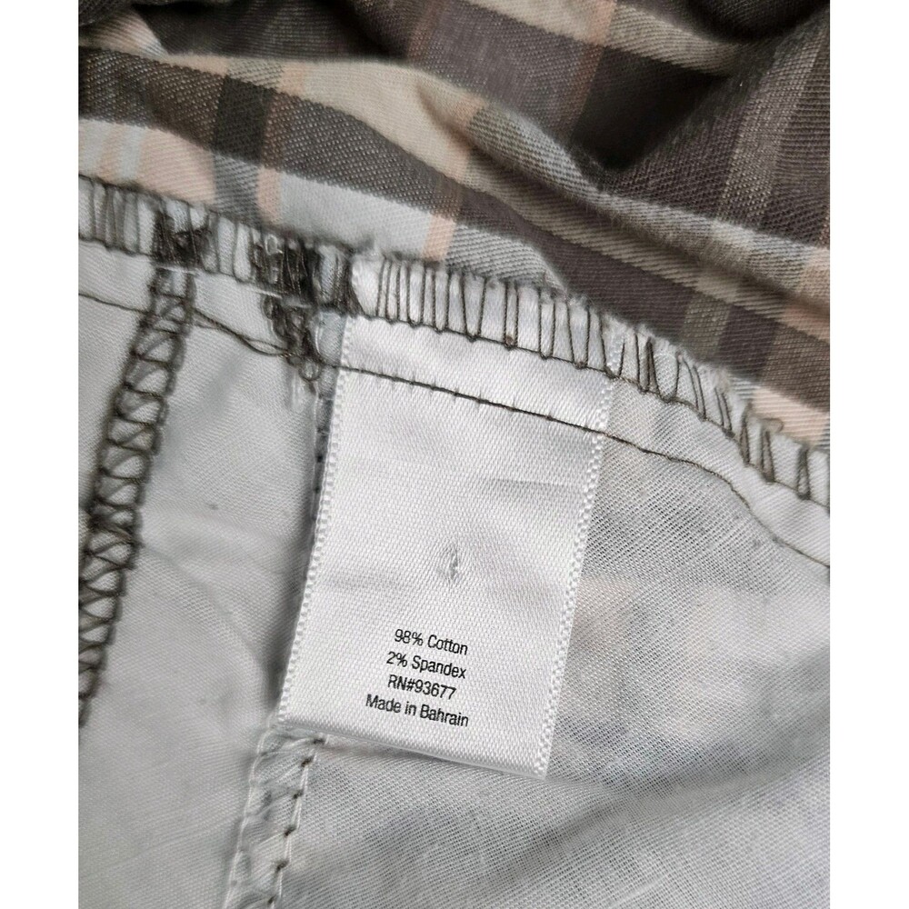 St. John's Bay Bermuda Shorts Women's 12 Gray Tan Teal Plaid Stretch Cotton EUC - Picture 4 of 8